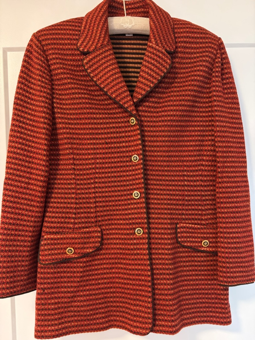 St. John Orange Herringbone Blazer